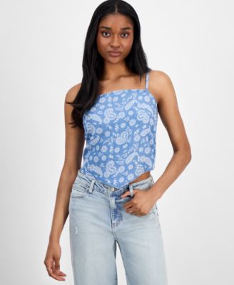 Juniors' Paisley Bandana Top