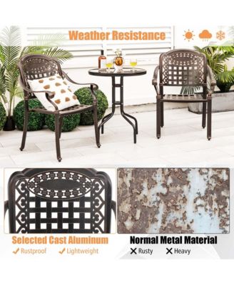 4pcs Patio Cast Aluminum Armrest Chairs Dining Stackable Outdoor