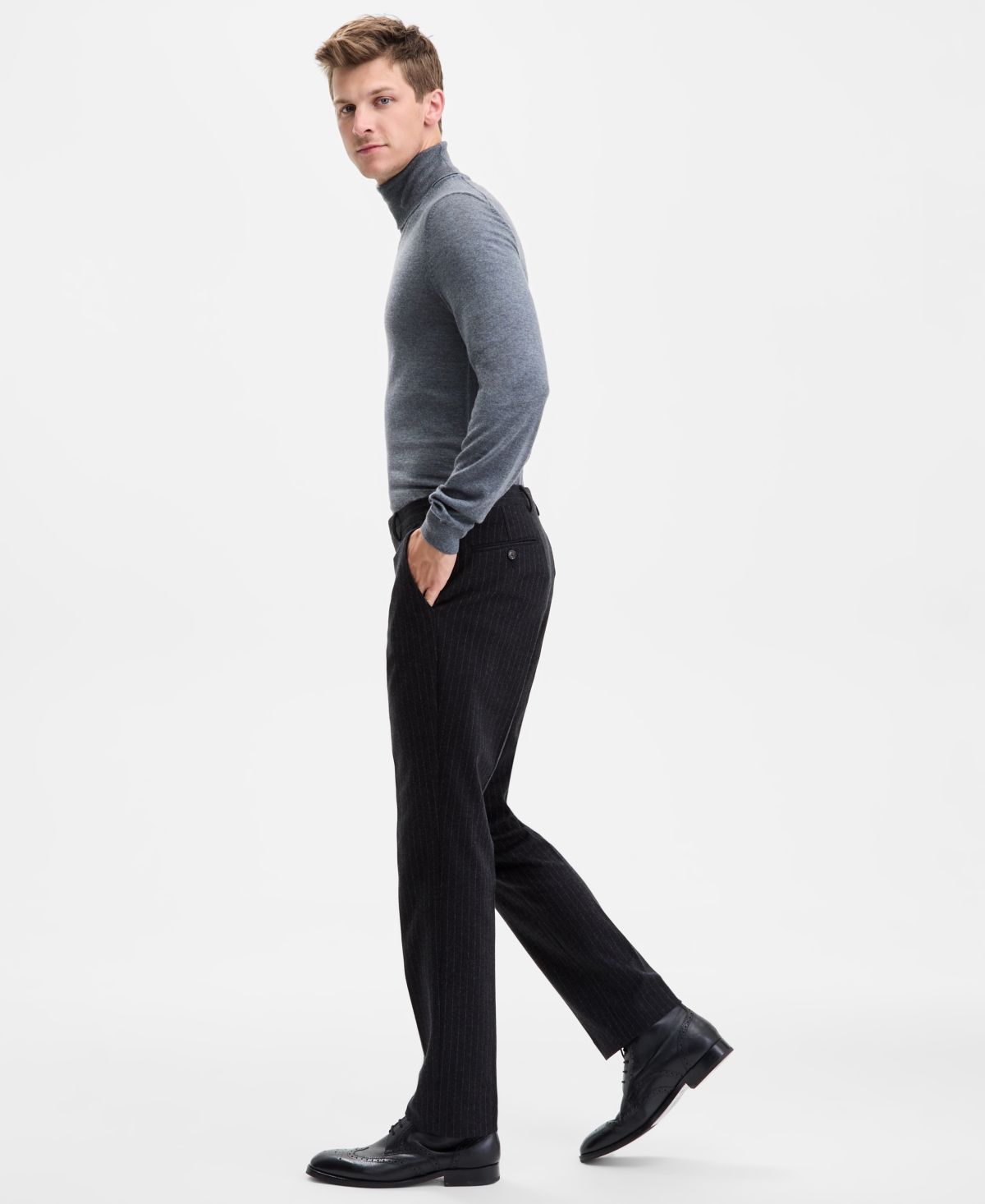 Tommy Hilfiger Men's Modern-fit Knit Pinstripe Suit Separate Pants In Black