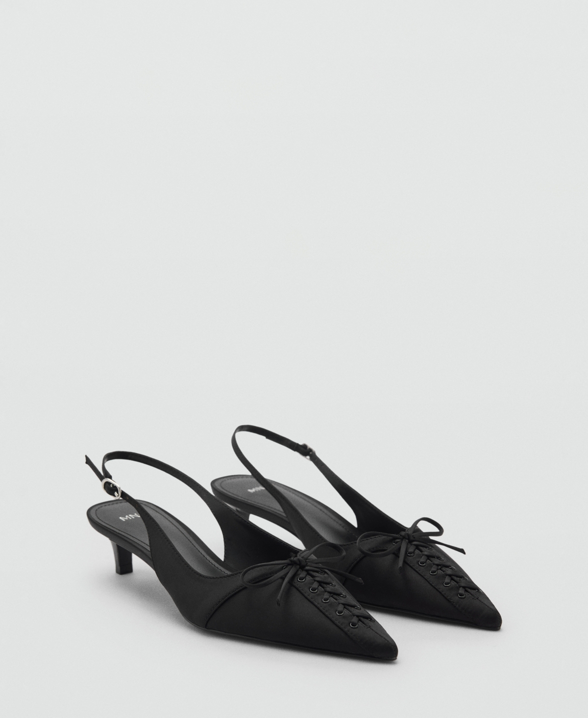 Mango Coresett Detail Pointed Kitten Heel In Black