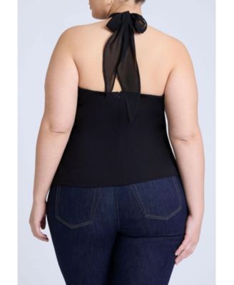 Women's Plus Size Chiffon Wrap Halter Top