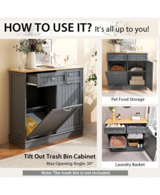 Kitchen Tilt Out Trash Cabinet with 2 Drawers and Adjustable Shelf