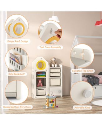 Multipurpose Toy Chest and Bookshelf with Mobile Trolley for Bedroom