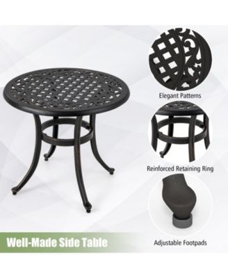 24 Inch Patio Side Table with Adjustable Footpads for Poolside Backyard Balcony