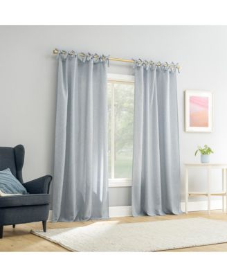 Roxy Generation Slub Texture Tacked Bow Semi-Sheer Tie Top Curtain Panel