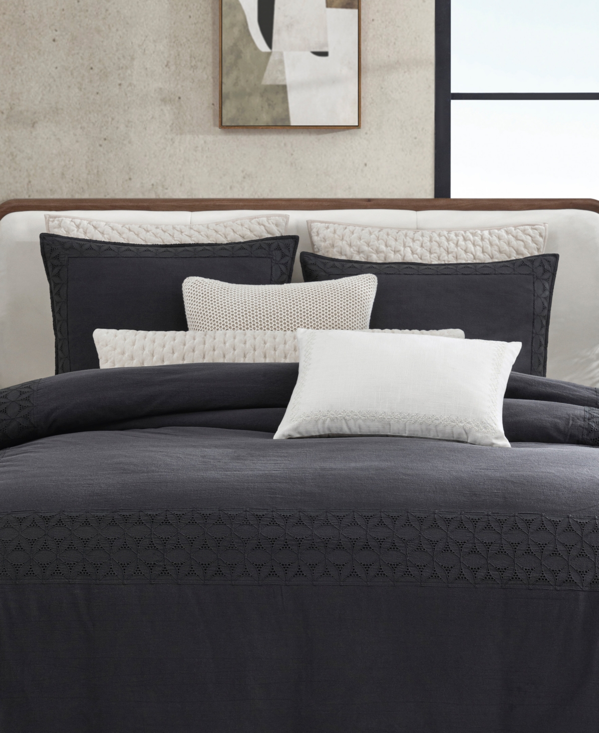 Dkny Pure Hotel Eyelet Duvet Cover Set In Black