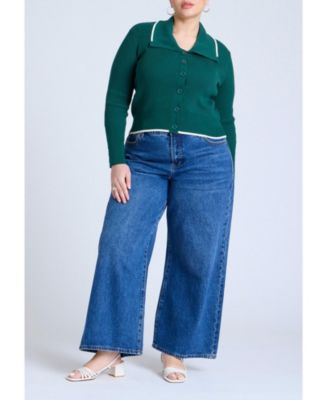 Women's Plus Size Oversized Collar Ribbed Sweater