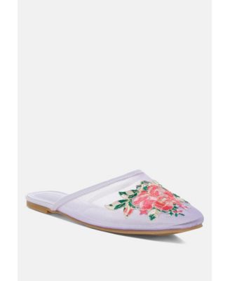 Shara Floral Embroidered Mesh Mules