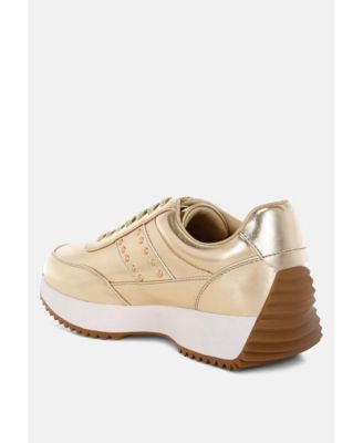 Mujori Metallic Pleather Studded Sneakers