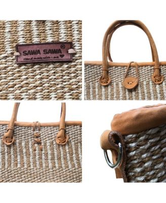 Earth Stripes Handmade Sisal Market Tote Bag