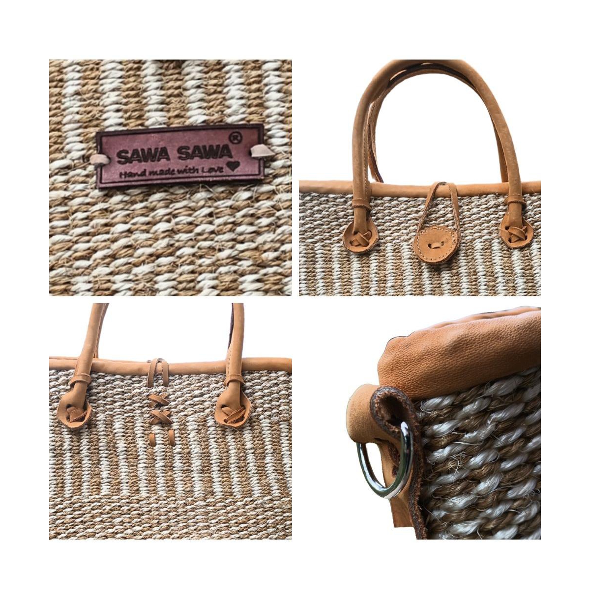Earth Stripes Handmade Sisal Market Tote Bag