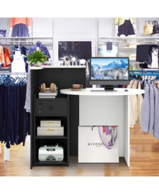 Reception Office Desk with Open Shelf and Lockable Drawer