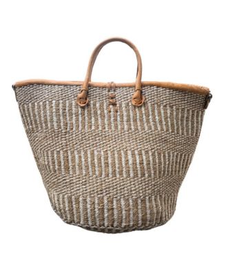 Earth Stripes Handmade Sisal Market Tote Bag