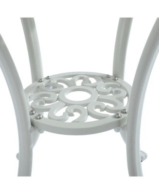 25 Inches Outdoor Bistro Table with Umbrella Hole Cast Aluminium Patio Dining Table Outdoor Round Bistro Table, Bronze