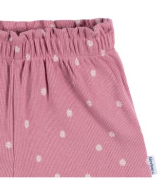 Baby Girls 2-Piece Shirt and Shorts Set, Pink Flower, 18 Months