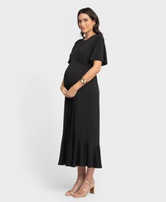 Seraphine - Women's Maternity Frill Sleeve Maxi Dress