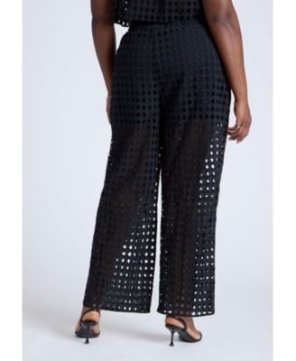 Women's Plus Size Sheer Eyelet Pant