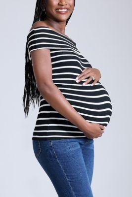 Maternity Rib Knit Short Sleeve Off The Shoulder Top - Motherhood