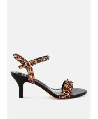 Laro Studs & Pearls Detail Leopard Sandals