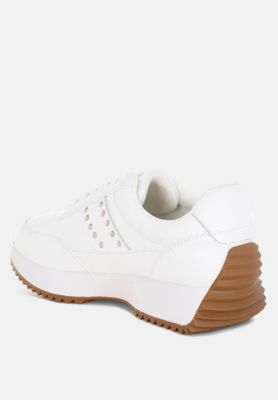 Womens Athion Studded Real Leather Sneakers