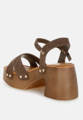 Rag and Co Womens Pikansa Studded Real Suede Clog Sandals