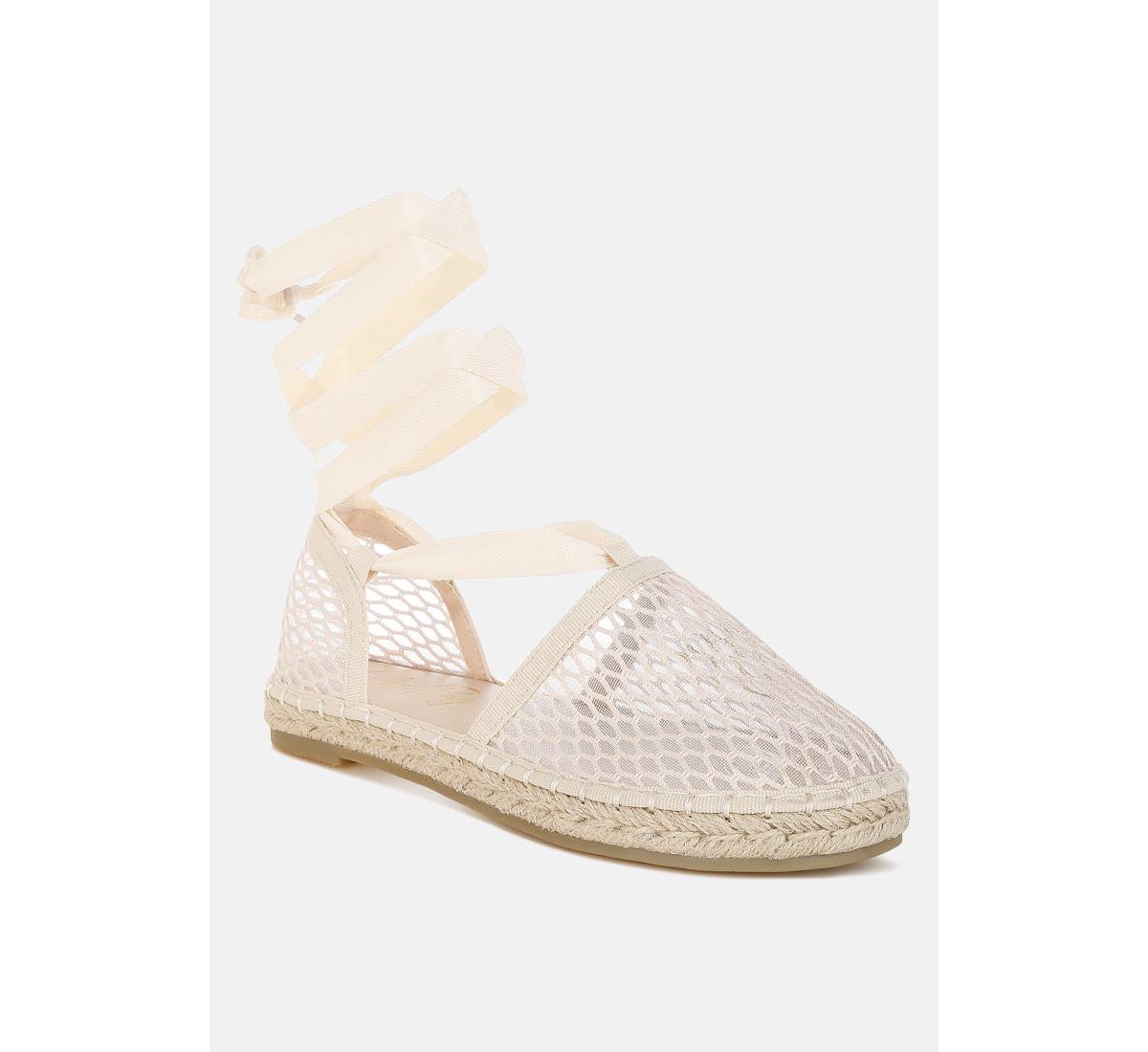 Sonara Mesh Flat Espadrille Sandals - Red