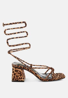 Womens Piani Leopard Print Square Toe Heels