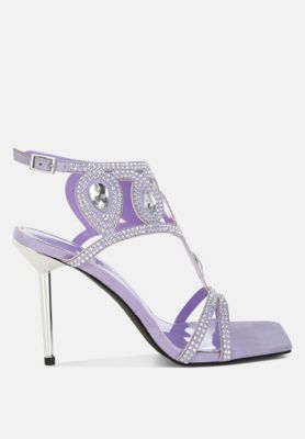 Womens Fialka Diamante & Rhinestones Stiletto Sandals