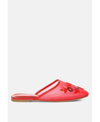 Nahra Mesh Sequin Beaded Mules