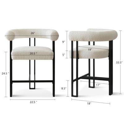2-Pc Boucle Upholstered Modern 24.5-Inch with Curved Armrests – Counter Stool