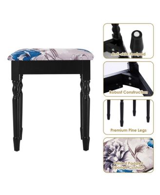 Simple Vanity Set with Tri-Folding Mirror Drawers and Storage Shelf