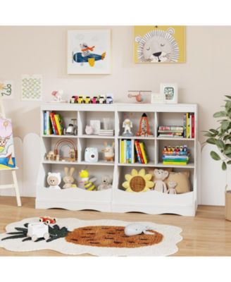 34.5" Kids Bookshelf with 5 Bins for Playroom and Living Room