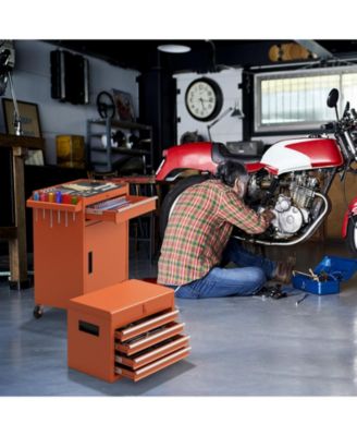 2-in-1 Rolling Tool Chest with 5 Sliding Lockable Drawers