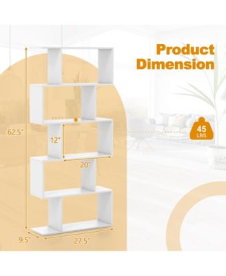 5-Tier Bookshelf with Anti-Toppling Device for Living Room Home Office