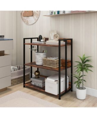 3-Tier Industrial Bookshelf Storage Shelf Display Rack with Adjustable Shelves-3-Tier