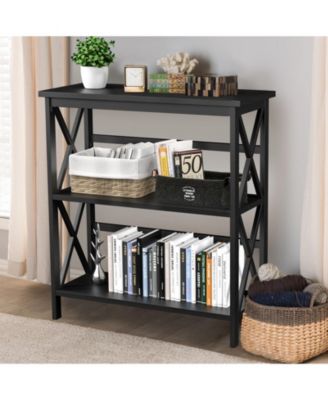 3-Tier Wooden Multi-Functional X-Design Etagere Storage Bookshelf