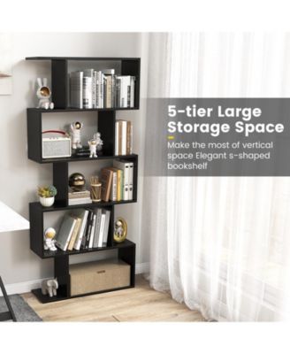 5-Tier Bookshelf with Anti-Toppling Device for Living Room Home Office