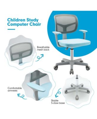 Adjustable Desk Chair with Auto Brake Casters for Kids