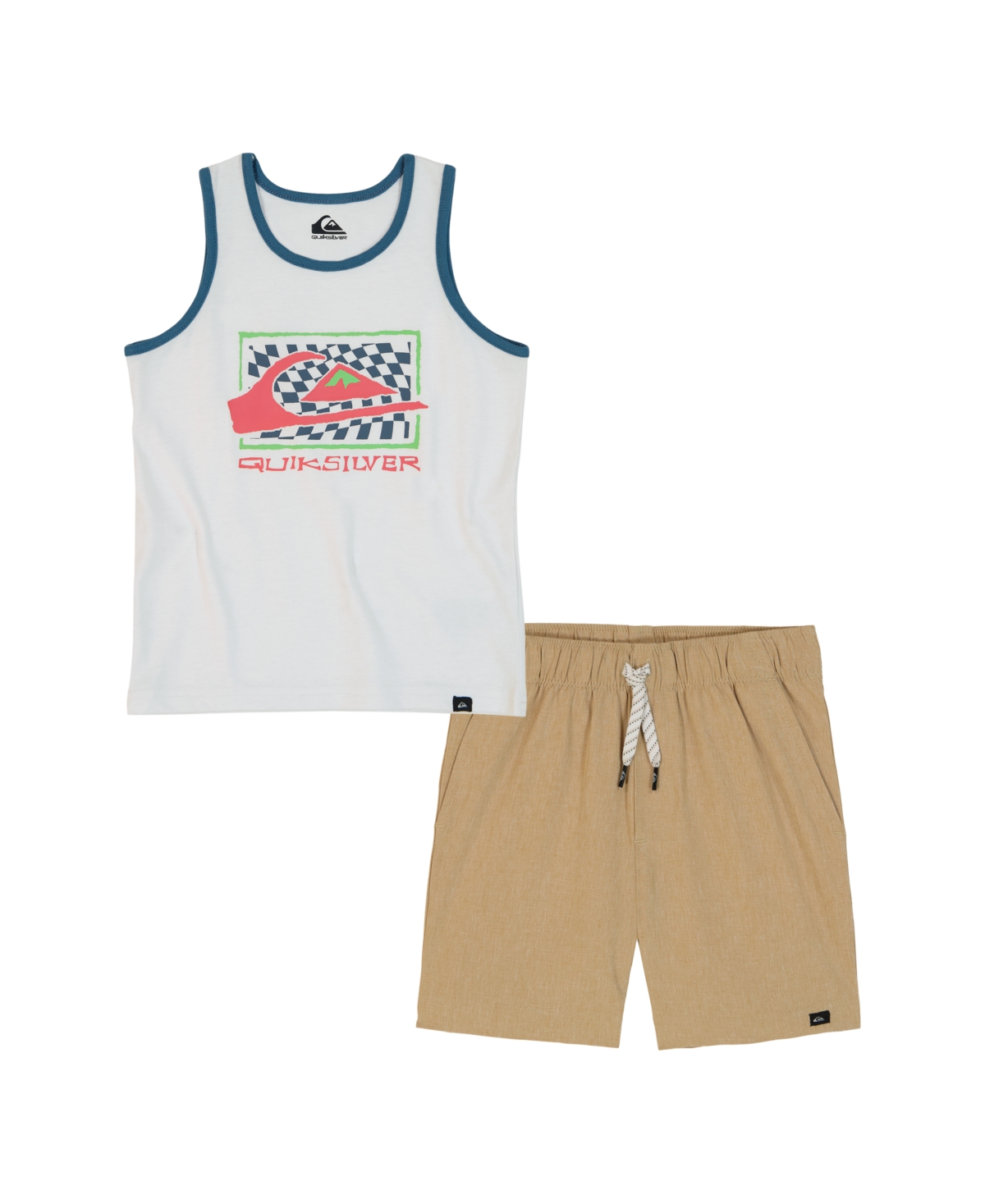 QUIKSILVER TODDLER AND LITTLE BOYS 2-PIECE LOGO RACER TANK TOP AND STRETCH TECH SHORTS SET 
