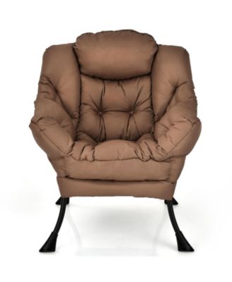 Modern Polyester Fabric Lazy Chair with Steel Frame and Side Pocket