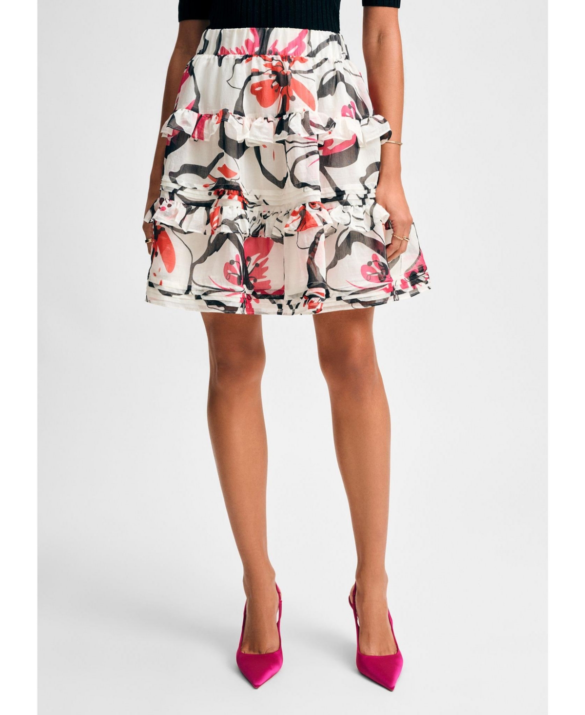 Women's Tiered Ruffle Skirt - Splashy floral
