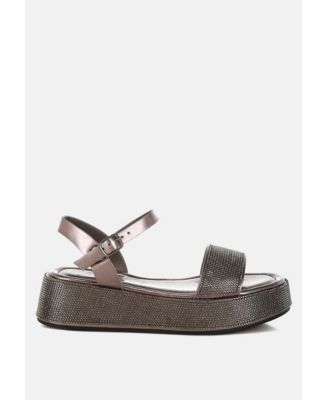 Nensis Rhinestone Embellished Flatform Sandals