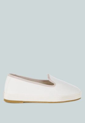 Womens Moshka Round Toe Canvas Slip-On Loafers