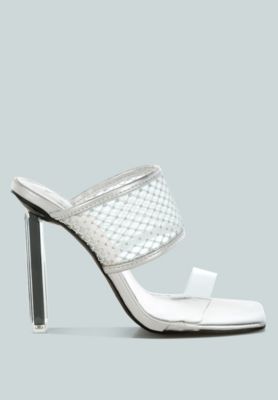 Womens Salween Clear Embellished Square Toe Heels