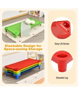 Pack of 4 Colorful Kids Stackable Naptime Cot