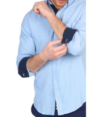 Solid Linen Blend Long Sleeve Shirt