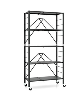 5-Tier Foldable Storage Shelf with Wheels