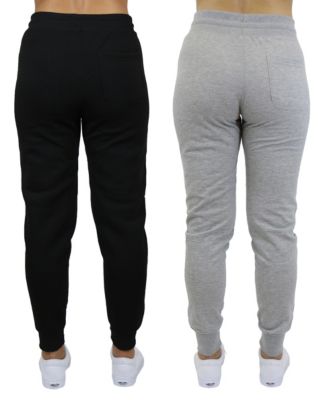 Women's Loose Fit Fleece Lined Jogger Sweatpants with Zipper Pockets-2 Pack