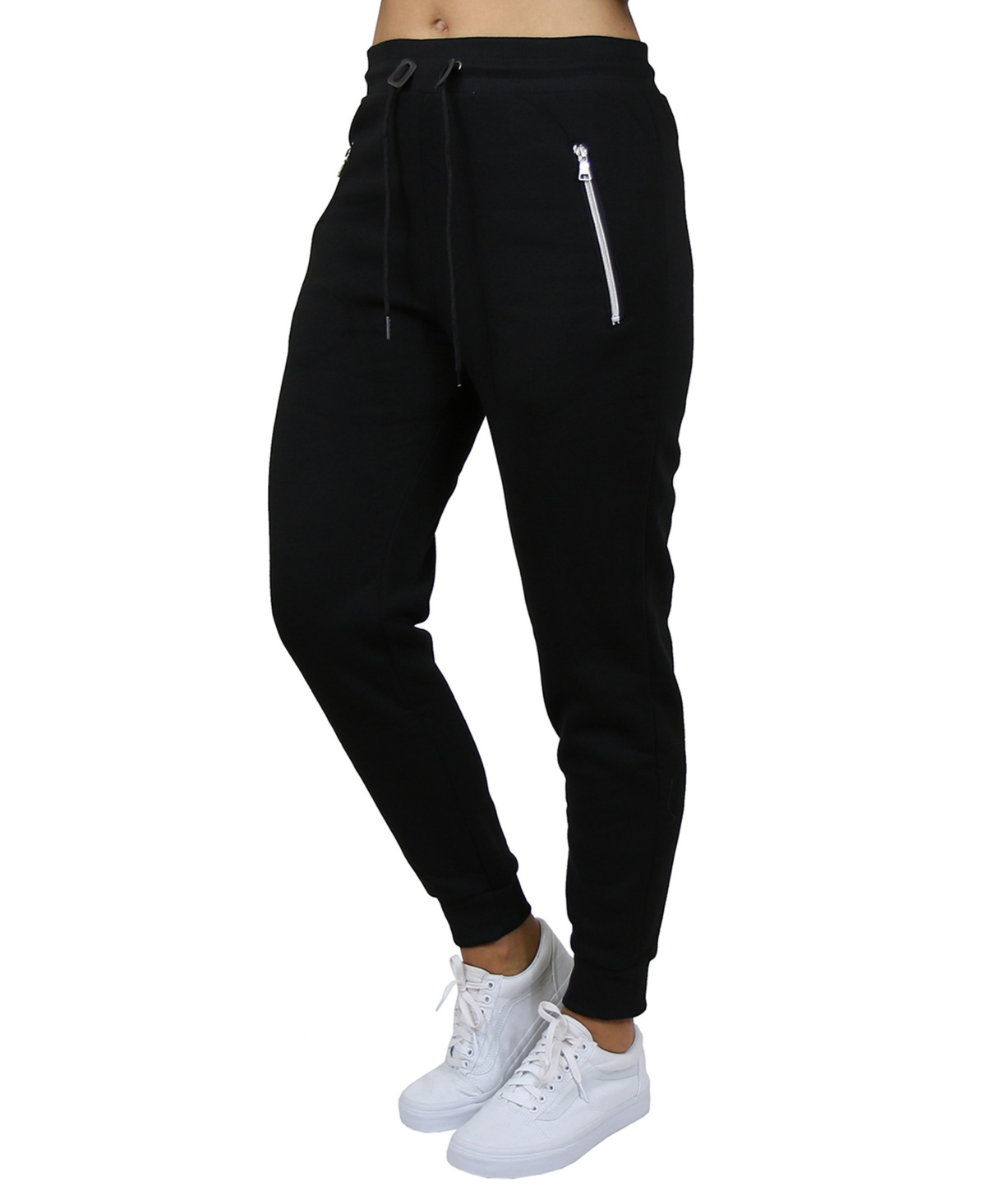 Shop Galaxy By Harvic Women's Loose Fit Fleece Lined Jogger Sweatpants With Zipper Pockets In Black