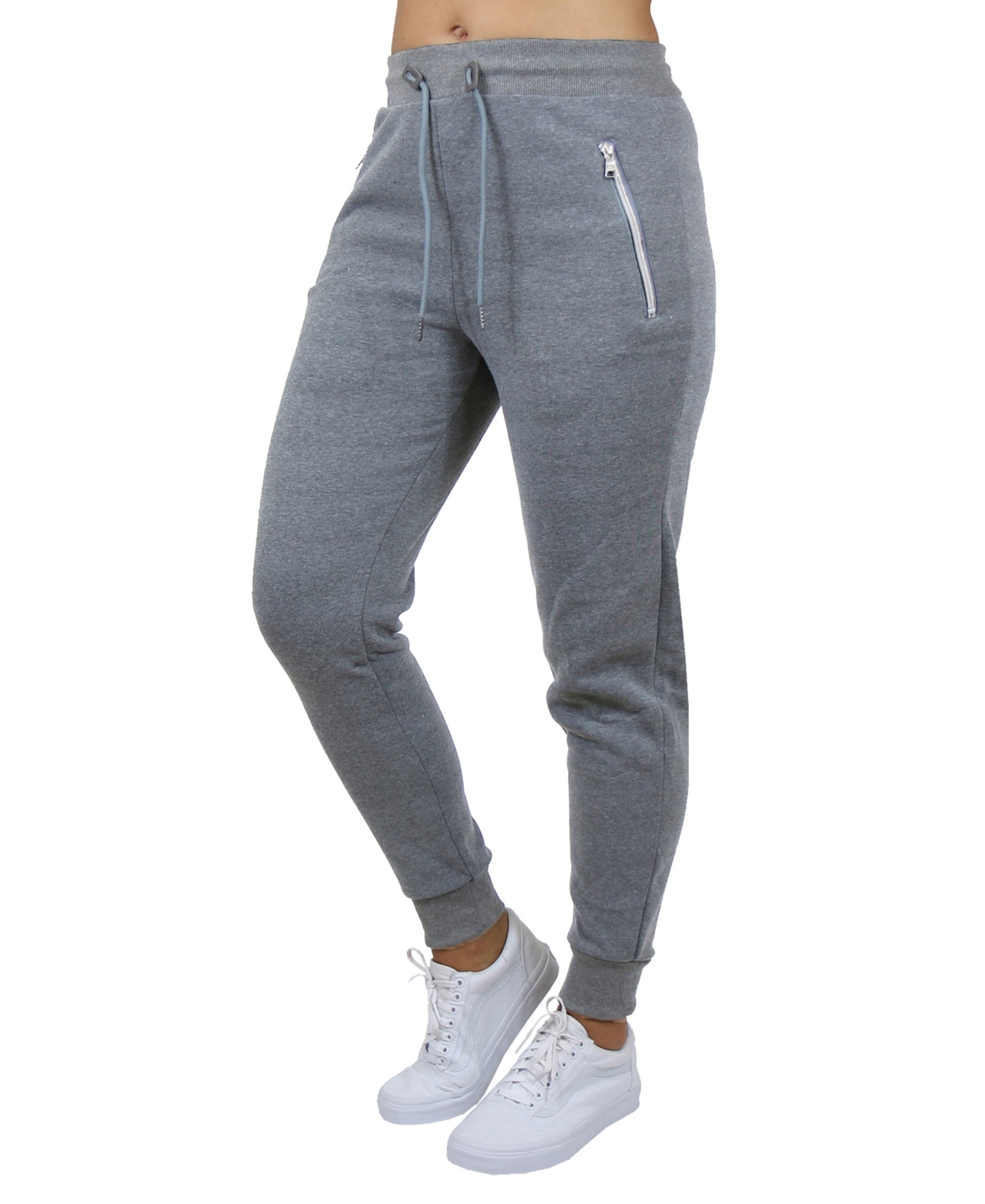 Shop Galaxy By Harvic Women's Loose Fit Fleece Lined Jogger Sweatpants With Zipper Pockets In Heather Gray